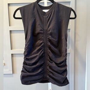 Topshop short sleeve ruched front top in black. Size XS.